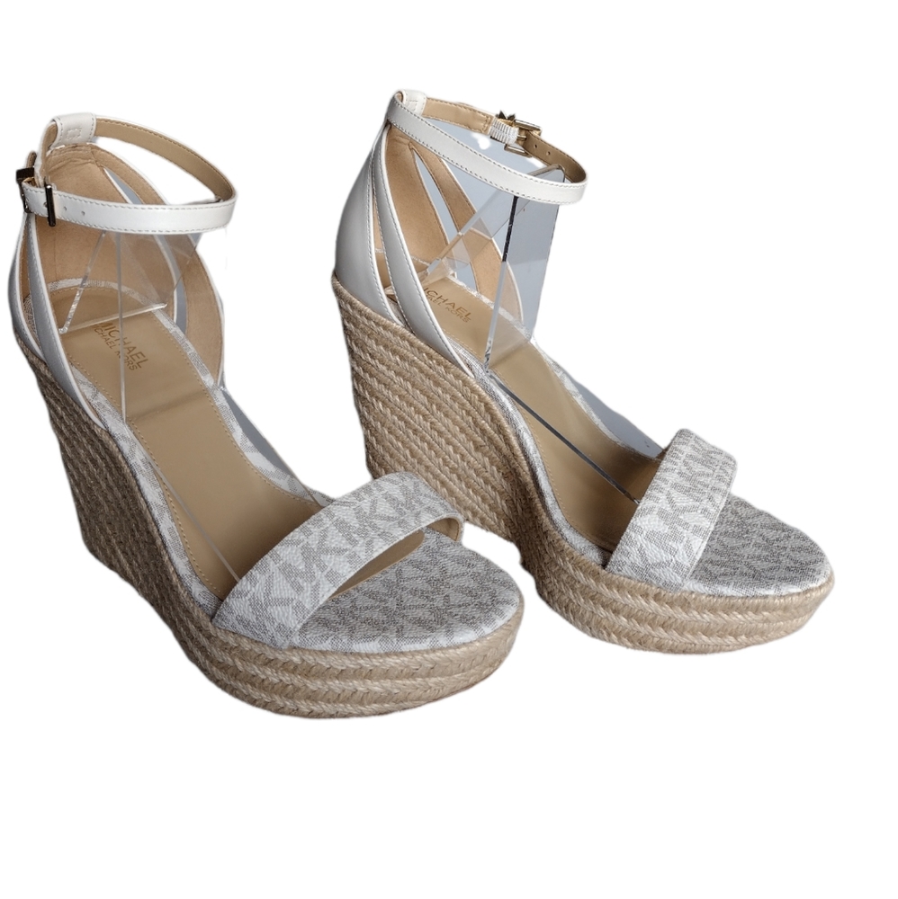MICHAEL KORS Kimberly Logo and Leather Wedge Sandal
